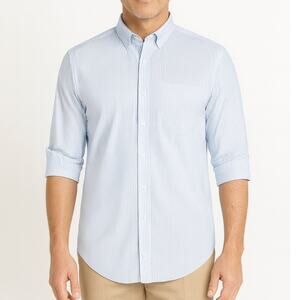 Vineyard Vines Classic Fit Blue Stripe On-The-Go Performance Shirt – Size Medium